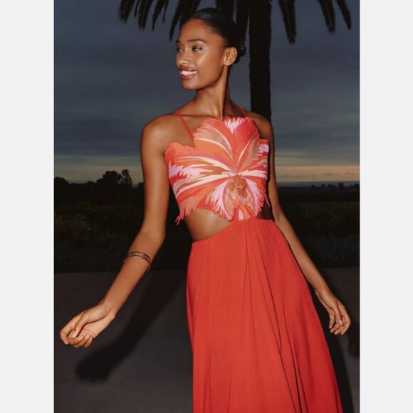 Anthropologie Maaji Boho Sunrise Owen Midi Dress Coral 1X NWT Plus Size 242$ - Picture 5 of 6